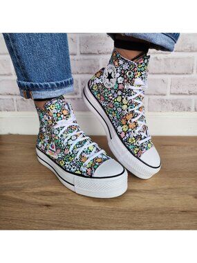 Converse Chuck Taylor Lift Allover Florals Hi Sz 7.5 Women Shoes Sneaker A15009C